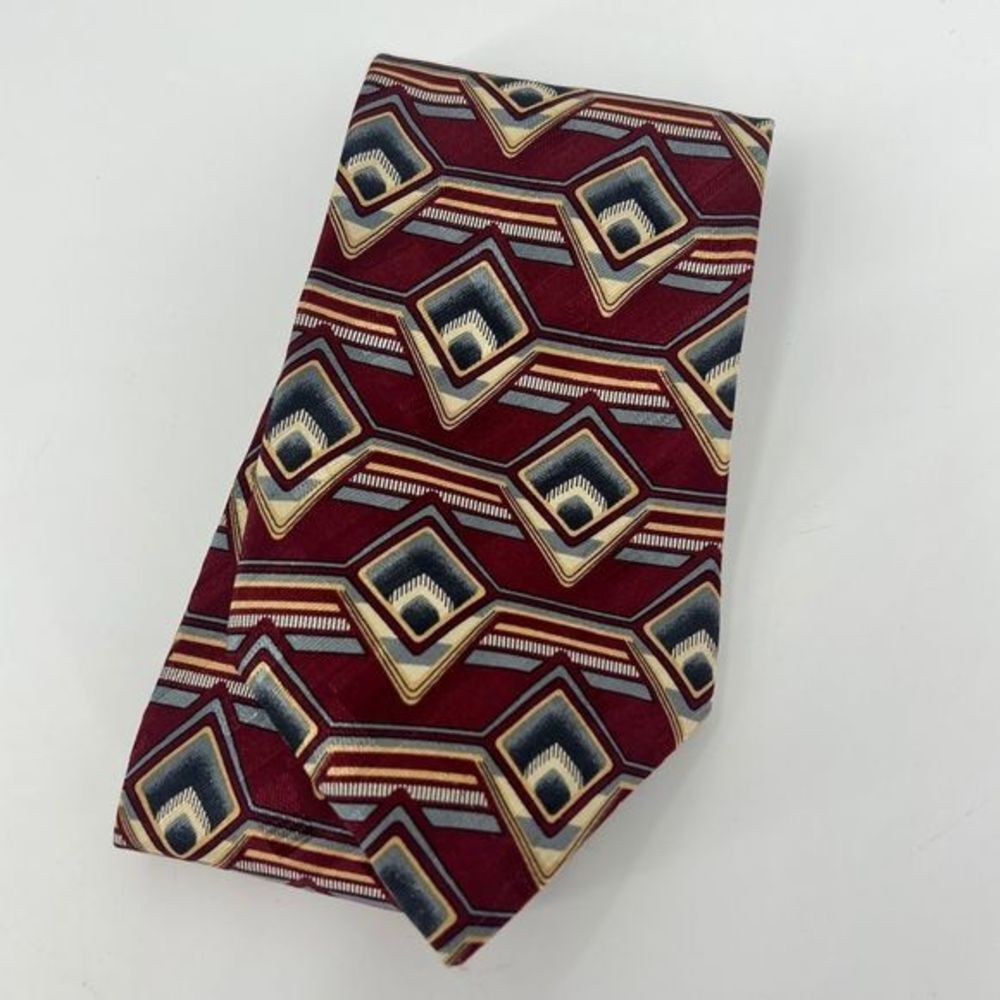 Courreges Tie necktie mens vintage Geometric Silk Red Blue